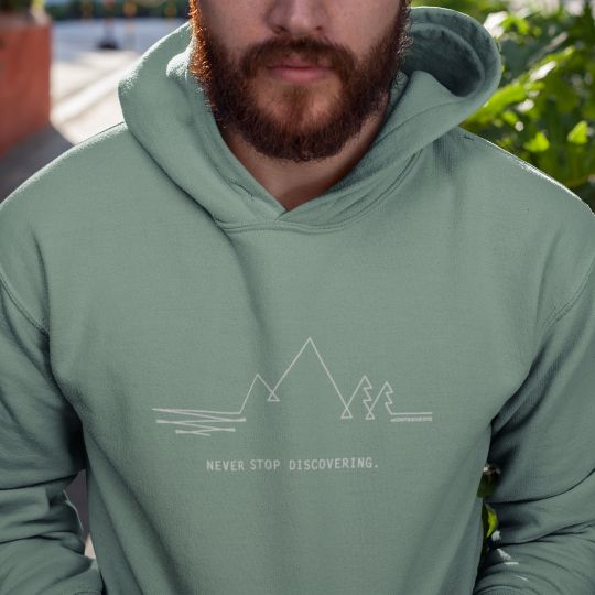 MQ NEVER STOP DISCOVERING - Organic Hoodie Unisex - sage